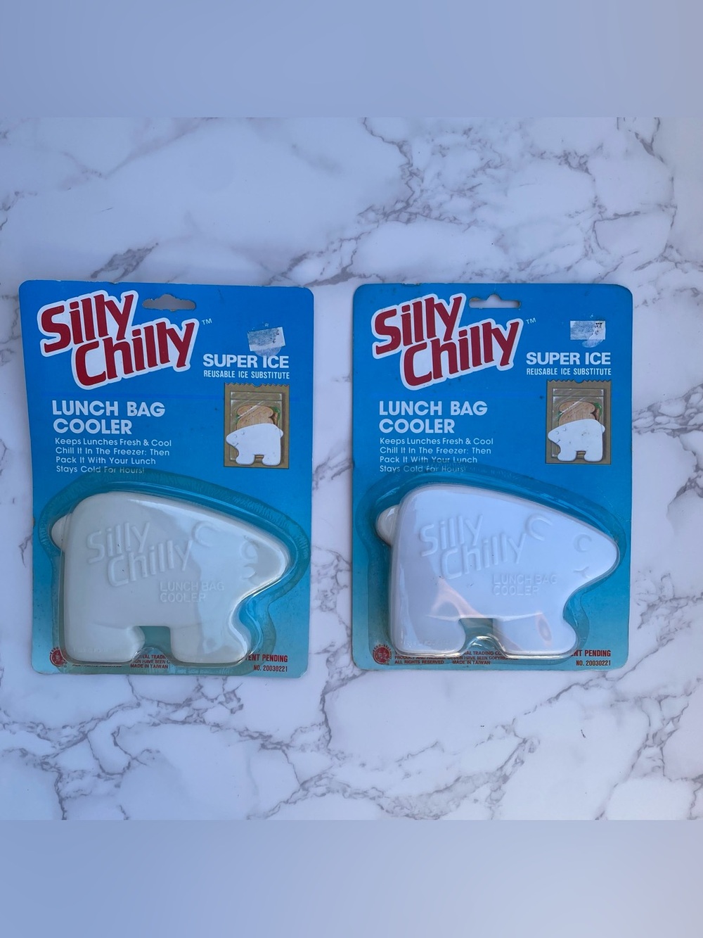 Lot of 2: Vintage 1988 Silly Chilly Lunch Bag Cooler Polar Bear Freezer Pack New